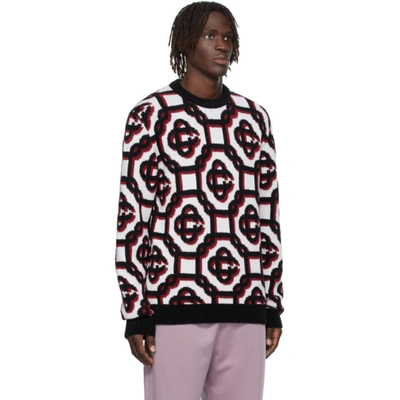 Shop Casablanca Wool 3d Monogram Sweater In Off White