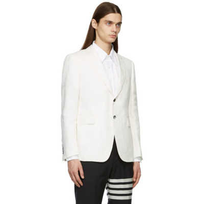 Shop Thom Browne White 4-bar Engineered Blazer In 100 White