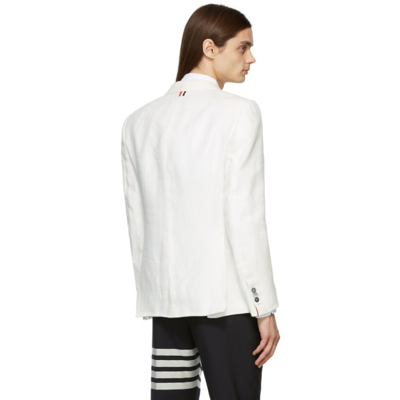 Shop Thom Browne White 4-bar Engineered Blazer In 100 White