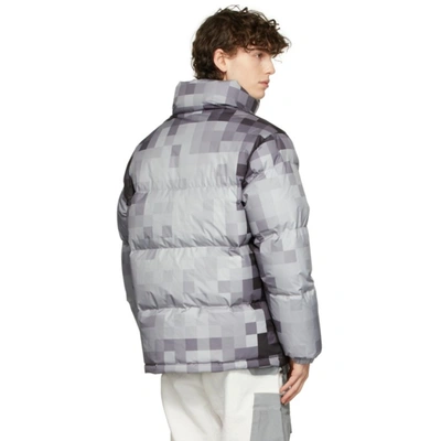 Shop Xander Zhou Grey Down Check Puffer Jacket