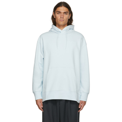 Shop Y-3 Blue Chest Logo Hoodie In Blue Tint
