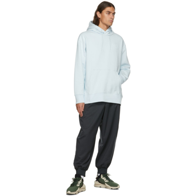 Shop Y-3 Blue Chest Logo Hoodie In Blue Tint