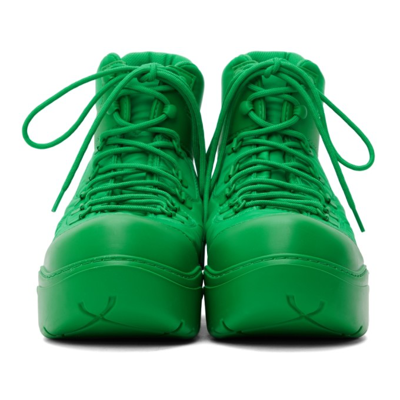 Shop Bottega Veneta Green Puddle Bomber Lace-up Boots In 3730 Grass