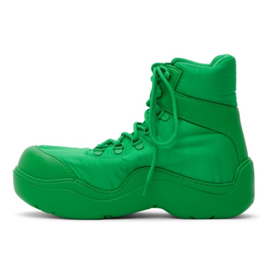 Shop Bottega Veneta Green Puddle Bomber Lace-up Boots In 3730 Grass