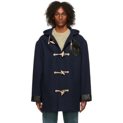 Shop Maison Margiela Navy Wool Kaban Coat In 524 Navy