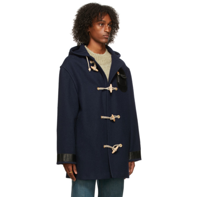 Shop Maison Margiela Navy Wool Kaban Coat In 524 Navy