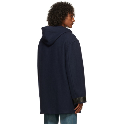 Shop Maison Margiela Navy Wool Kaban Coat In 524 Navy