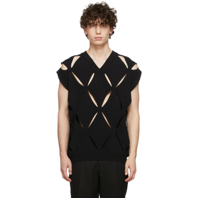 Shop Valentino Black Knit Cut-out Vest In 0no Nero