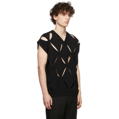 Shop Valentino Black Knit Cut-out Vest In 0no Nero