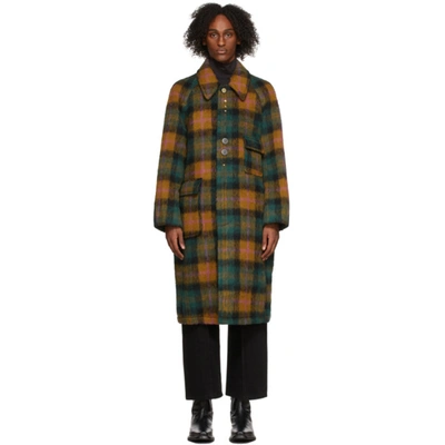 Andersson Bell Green And Yellow Wool Blend Coat In Multicolor