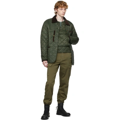 Shop Barbour Khaki Engineered Garments Edition Quilted Staten Jacket In Olive