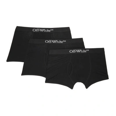 Shop Off-white Three-pack Rib Logo Boxers In Black/white