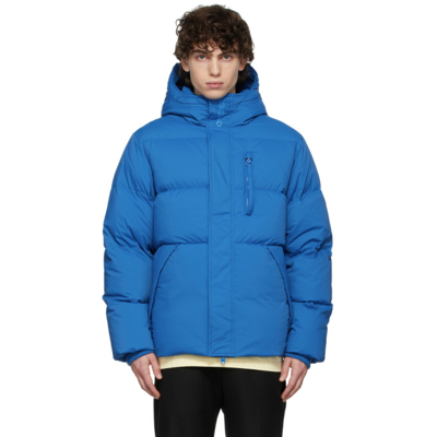 Kenzo Down Jacket With Logo Print In Blue ModeSens