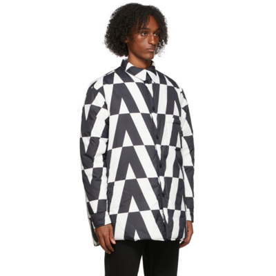 Shop Valentino Reversible Black & White Optical Print Shirt Jacket In T26 St. V Optical Av