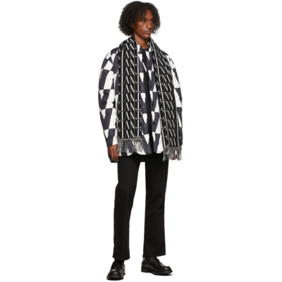 Shop Valentino Reversible Black & White Optical Print Shirt Jacket In T26 St. V Optical Av