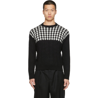 Shop Saint Laurent Wool & Mohair Diamond Pattern Sweater