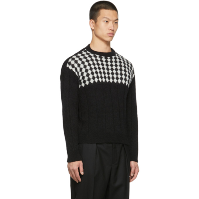 Shop Saint Laurent Wool & Mohair Diamond Pattern Sweater