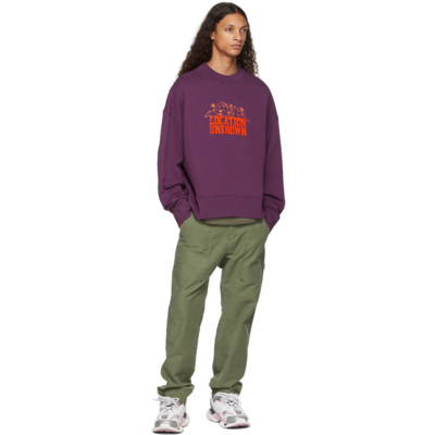 Shop Palm Angels Purple 'location Unknown' Sweatshirt