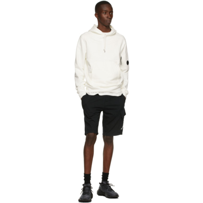 Shop C.p. Company Off-white Diagonal Raised Fleece Hoodie In 103 Wht