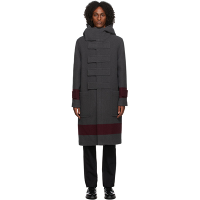 Shop Burberry Grey Wool Look 23 Coat In Dark Charcoal Brown