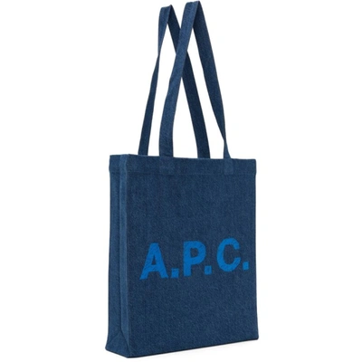 Shop Apc Denim Lou Tote Bag In Ial Washed Indigo