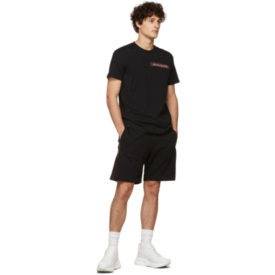Shop Alexander Mcqueen Black Selvedge Logo Tape Shorts In 0901 Black/