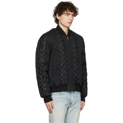 Shop Saint Laurent Black Teddy Bomber Jacket In 1001 Black