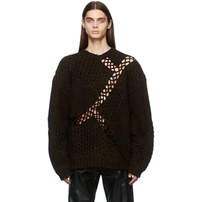 Jieda Mix Cable Knit Jumper In Brown/black | ModeSens