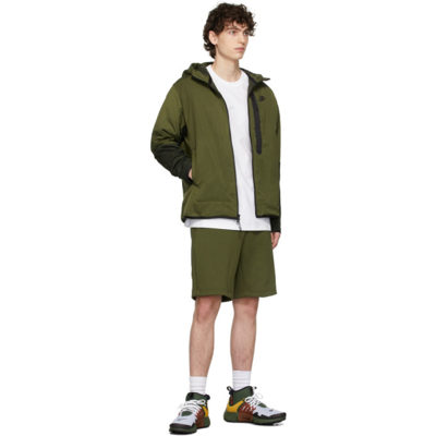 Shop Nike Green Nsw Tech Fleece Shorts In Rough Green/black