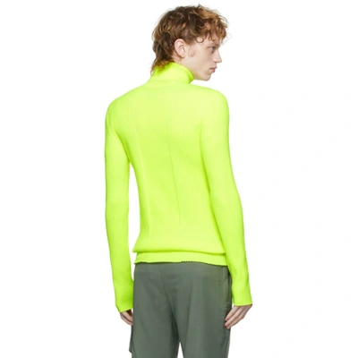Shop Martine Rose Nylon Ribbed Turtleneck In Fluo Yellow