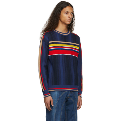 Shop Ahluwalia Blue Deep Sea Knit Crewneck In Blue, Black