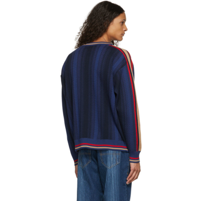 Shop Ahluwalia Blue Deep Sea Knit Crewneck In Blue, Black