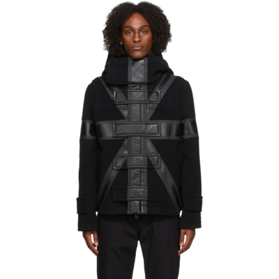 Shop Burberry Black English Flag Wool Jacket