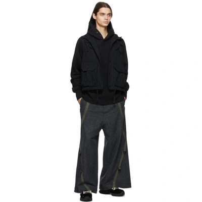 Shop Engineered Garments Black Fleece Raglan Hoodie In Nl054black