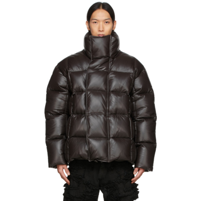 Shop Givenchy Brown Lambskin Down Puffer Jacket In 201-dark Brown