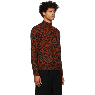 Shop Etudes Studio Orange Prophet Leopard Turtleneck Sweater