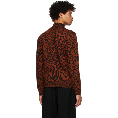 Shop Etudes Studio Orange Prophet Leopard Turtleneck Sweater