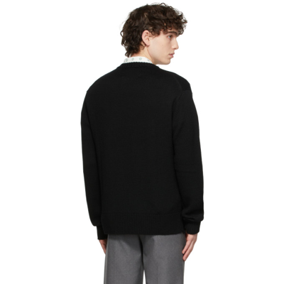 Shop Bode Black Wool 'sport' Crewneck Sweater