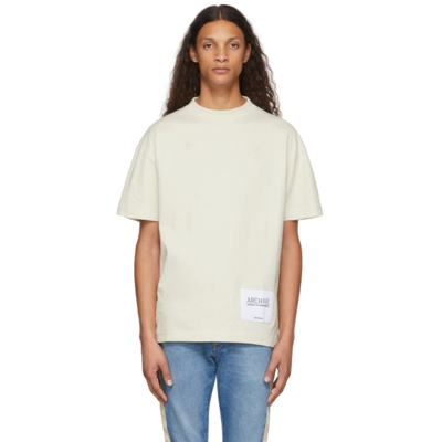 Shop Palm Angels Taupe Archive Patch T-shirt In Grey