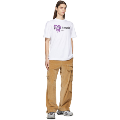 Shop Palm Angels White & Purple St. Moritz Sprayed T-shirt