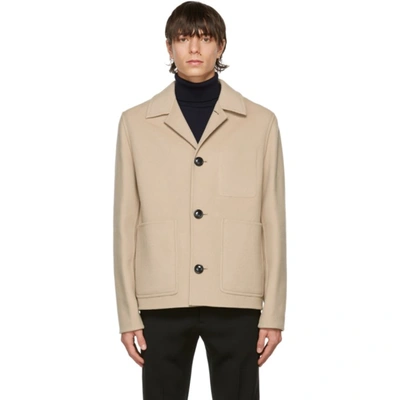 Unstructured Double Face Short Coat With Patch Pockets In Neutrals