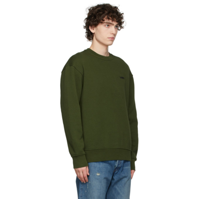 Shop Levi's Green Fleece Crewneck Sweatshirt In Mossy Green