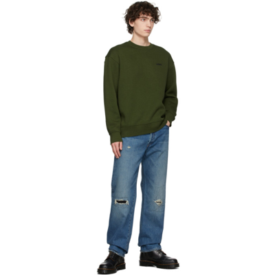 Shop Levi's Green Fleece Crewneck Sweatshirt In Mossy Green