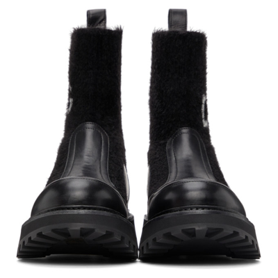 Shop Dolce & Gabbana Black Hors Sock Ankle Boots In 8b956 Black/black