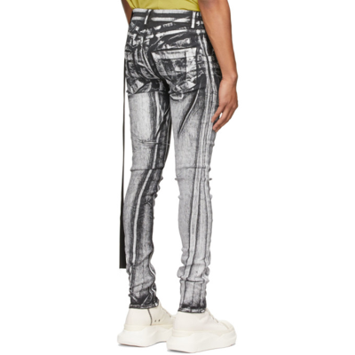 Shop Rick Owens Drkshdw Black & White Destroyed Tyrone Jeans In 119 Milk/black