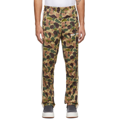 Shop Palm Angels Khaki Print Track Pants In Military
