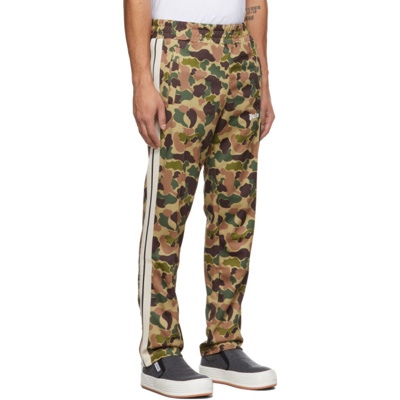 Shop Palm Angels Khaki Print Track Pants In Military