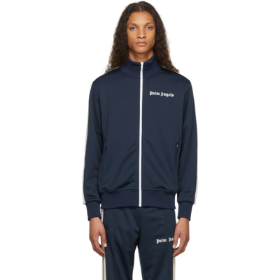 Shop Palm Angels Blue & White Classic Track Jacket In Blue White