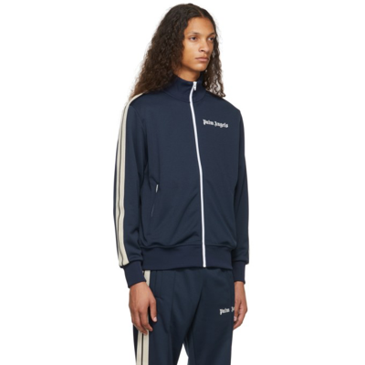 Shop Palm Angels Blue & White Classic Track Jacket In Blue White