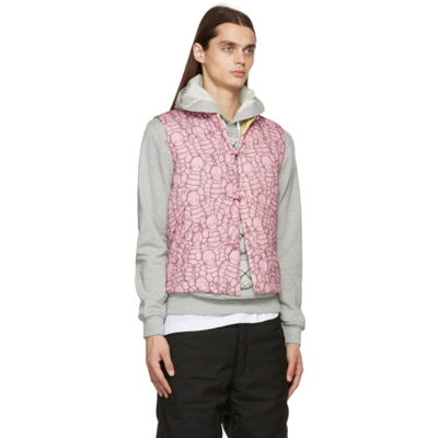 Shop Comme Des Garçons Shirt Pink & Black Kaws Edition Padded Vest In 1 Print B/f